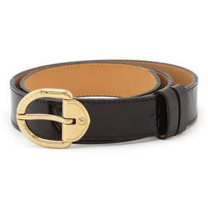 Louis Vuitton Monogram Vernis Santure Vernis Belt Enamel Amaranth Gold Hardware